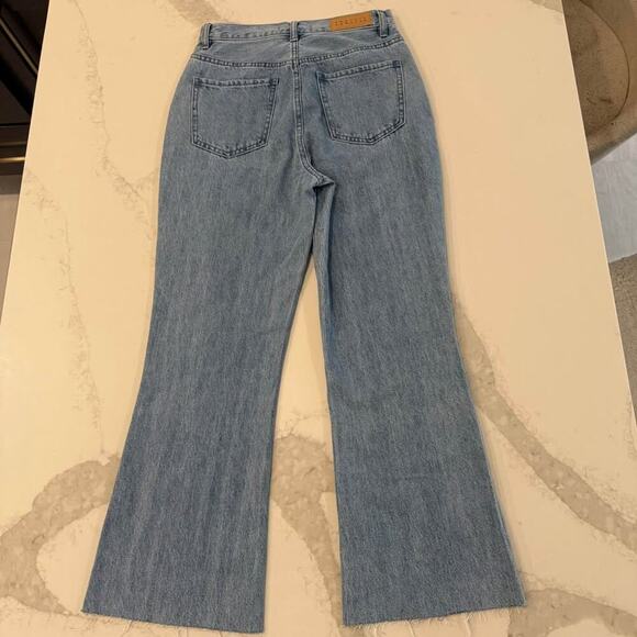 PacSun Eco Medium Blue Frayed High Waisted Bootcut Jeans Women's 26 Button Fly - Picture 6 of 10